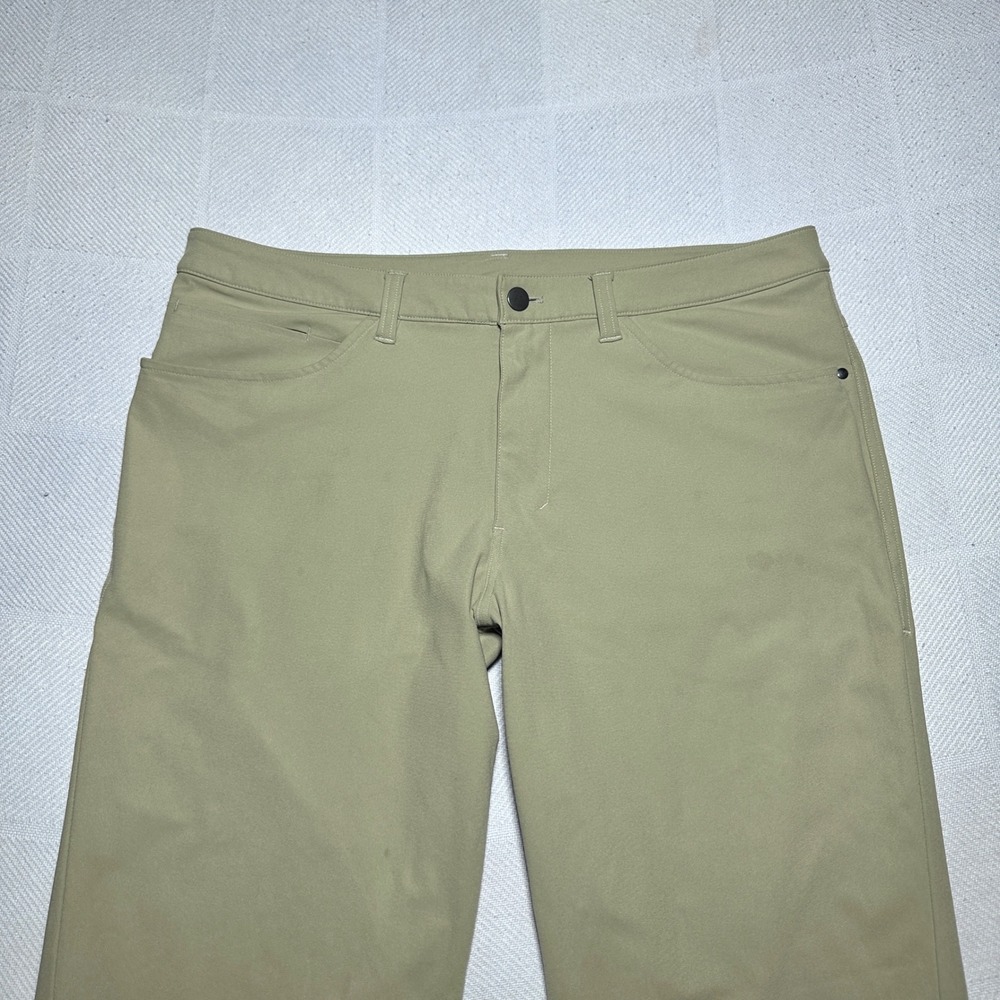 Lululemon ABC Classic Pant Mens 34x34 Warpstreme Khaki Sand Straight Leg Stretch - Picture 2 of 16